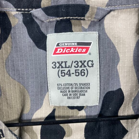 Dickies Button Up Shirt Men's 3XL Gray/Black Camo SS Casual Ripstop Outdoors - Picture 5 of 10